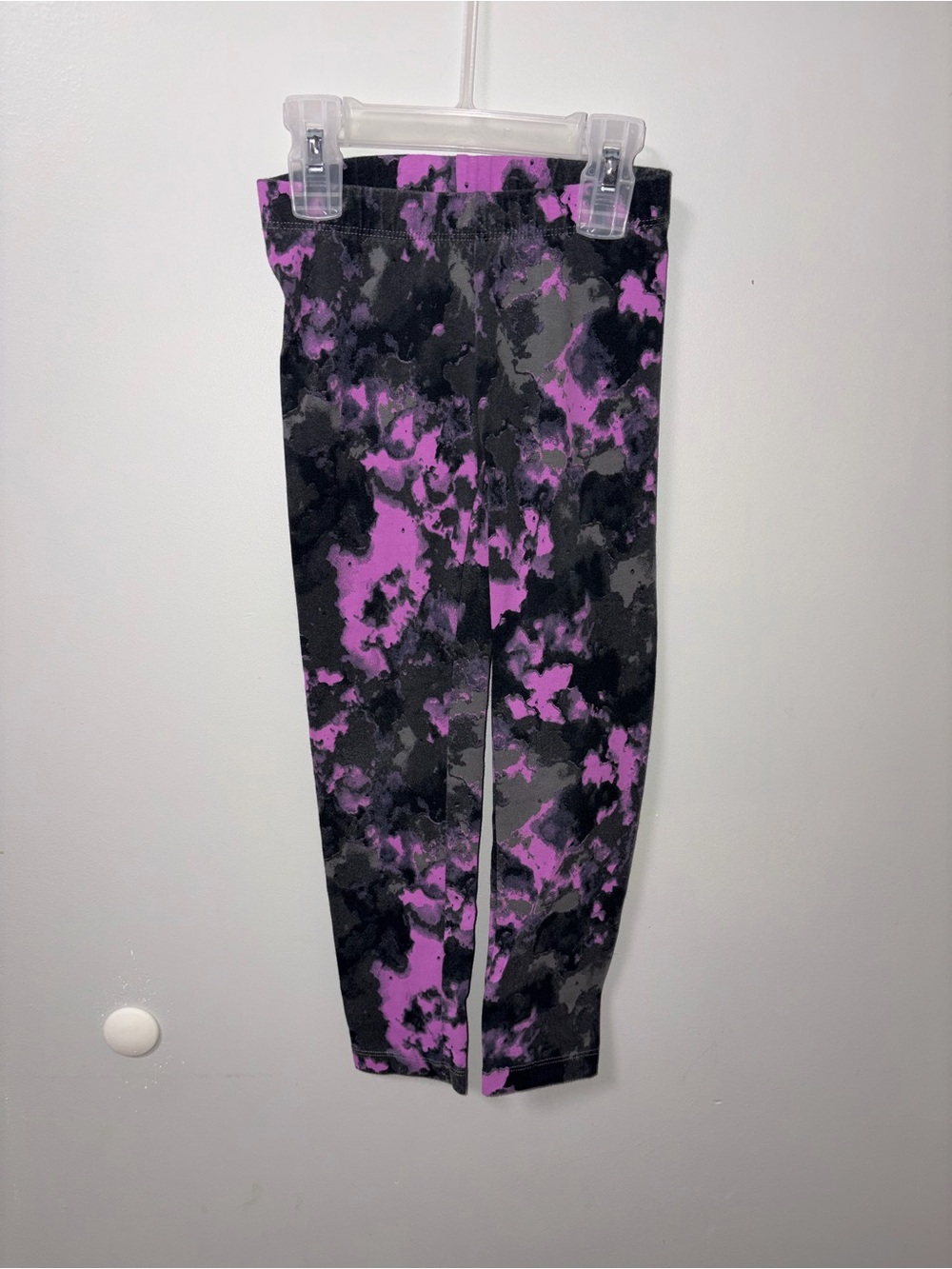 Cat & Jack Black Gray Purple Tie Dye Ankle Leggings Girls XS 4/5
